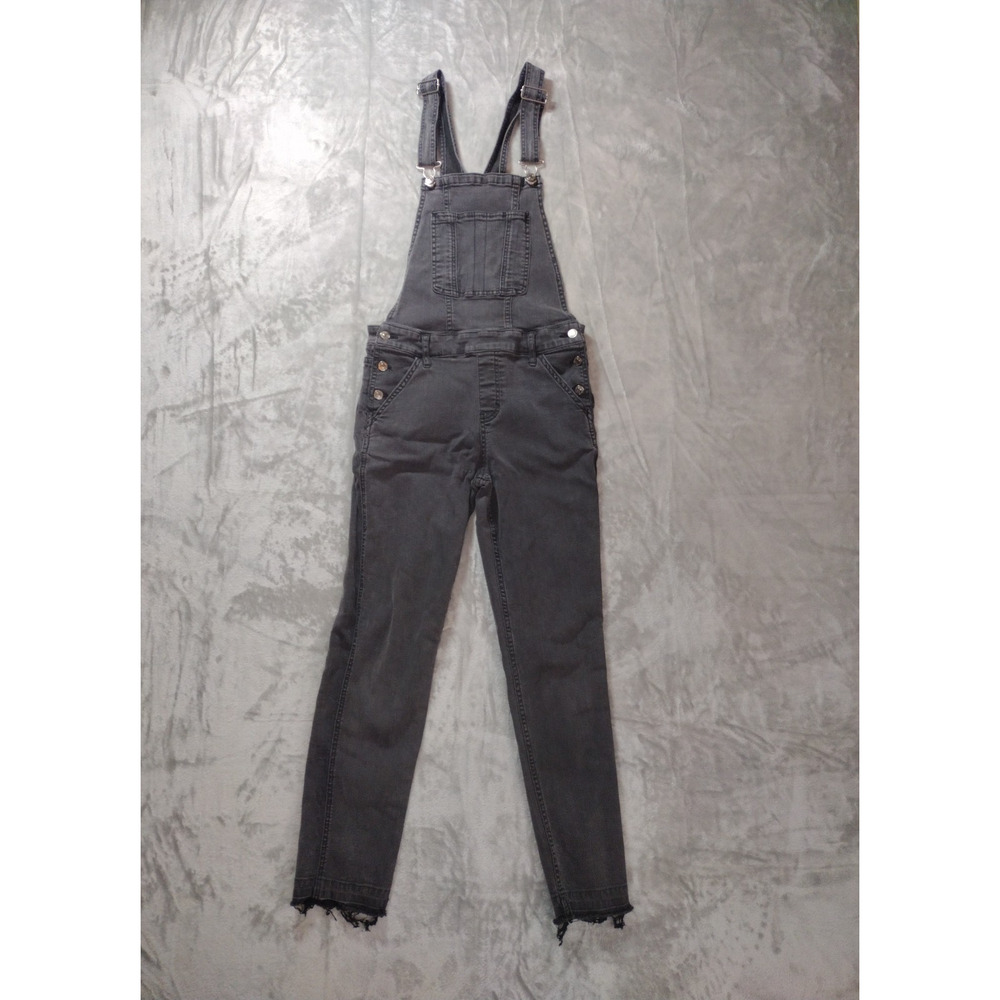 Abercrombie Fitch Bib Overalls Womens Small Distressed Black Denim Y2K Retro